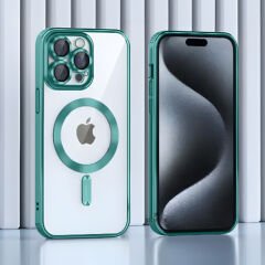 Sneezy İphone 13 İle Uyumlu Reflect Line MagSafe Uyumlu İnce Tasarım Kapak Turkuaz - Turkuaz