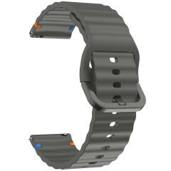 Huawei Watch GT5 46mm İle Uyumlu Dalga Desenli Tokalı Yumusaş Soft Silikon Kordon Koyu Gri