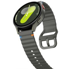 Huawei Watch GT5 46mm İle Uyumlu Dalga Desenli Tokalı Yumusaş Soft Silikon Kordon Koyu Gri