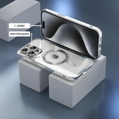 Sneezy İphone 11 İle Uyumlu Reflect Line MagSafe Uyumlu İnce Tasarım Kapak Gümüş - Gümüş