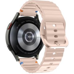 Huawei Watch GT5 46mm İle Uyumlu Dalga Desenli Tokalı Yumusaş Soft Silikon Kordon Pudra