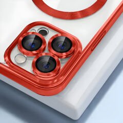 Sneezy İphone 11 İle Uyumlu Reflect Line MagSafe Uyumlu İnce Tasarım Kapak Kırmızı - Kırmızı