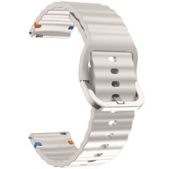 Huawei Watch GT5 46mm İle Uyumlu Dalga Desenli Tokalı Yumusaş Soft Silikon Kordon Starlight