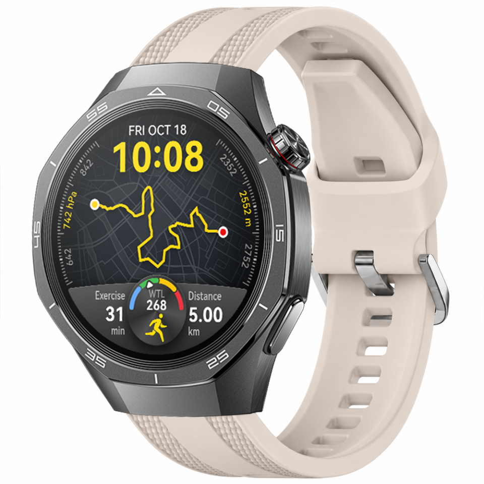 Sneezy Huawei Watch GT 5 Pro 46mm Uyumlu TPUFlex Çift Şerit Örgü Desenli Silikon Kordon