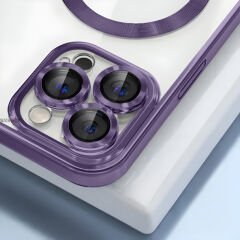 Sneezy İphone 11 İle Uyumlu Reflect Line MagSafe Uyumlu İnce Tasarım Kapak Mor - Mor
