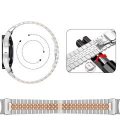 Samsung Galaxy Watch 5 40mm-44mm İle Uyumlu Klipsli Paslanmaz Çelik Metal Kordon Rose Gold