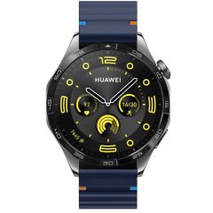 Huawei Watch GT5 Pro 46mm İle Uyumlu Dalga Desenli Tokalı Yumusaş Soft Silikon Kordon Lacivert