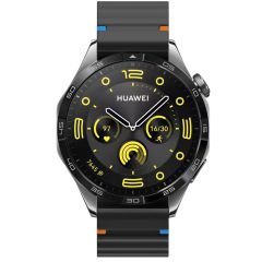 Huawei Watch GT5 Pro 46mm İle Uyumlu Dalga Desenli Tokalı Yumusaş Soft Silikon Kordon Siyah