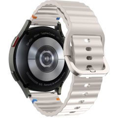 Huawei Watch GT5 Pro 46mm İle Uyumlu Dalga Desenli Tokalı Yumusaş Soft Silikon Kordon Starlight