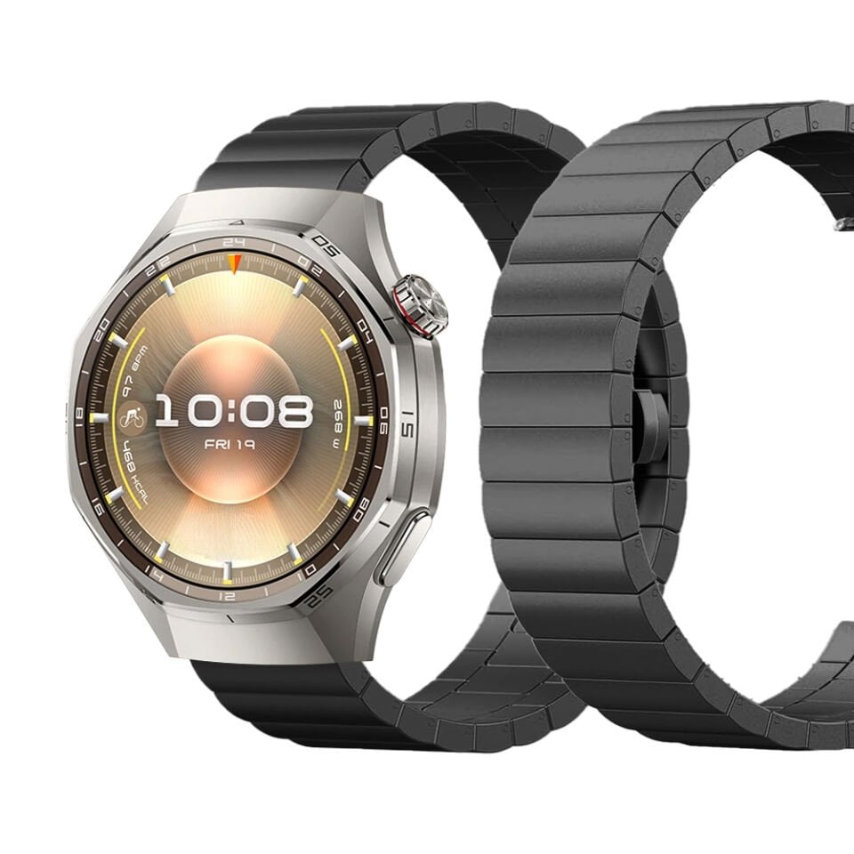 Huawei Watch GT6 Pro 46mm Uyumlu Premium Solid Gövde Güvenli Kilit Paslanmaz Çelik Metal Kordon