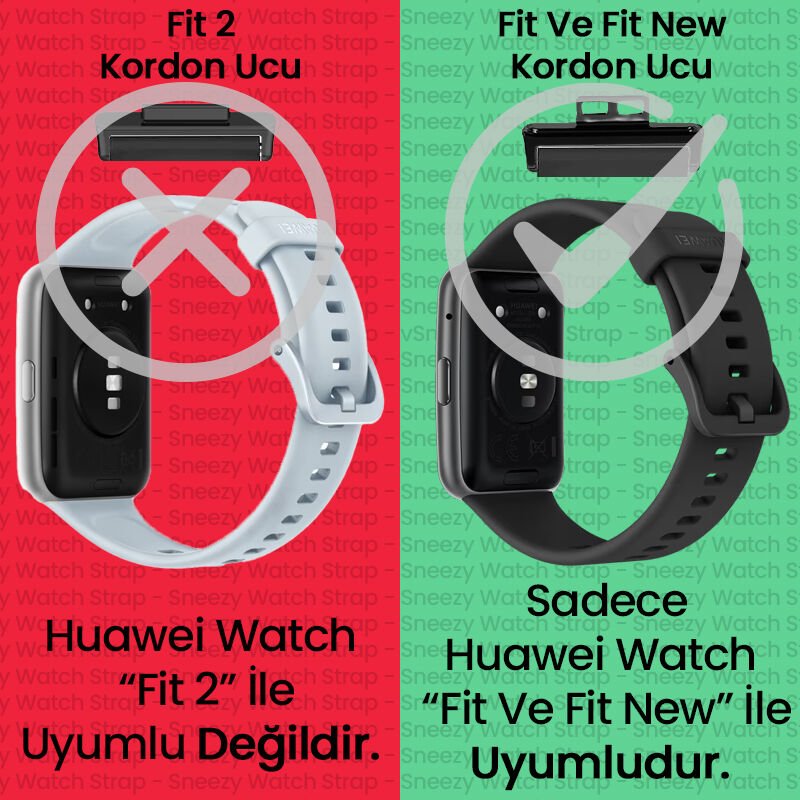 Sneezy Huawei Watch Fit - Fit New  İle Uyumlu Metal Klips Solo Fiberlink Örgü Kordon Kırmızı Beyaz