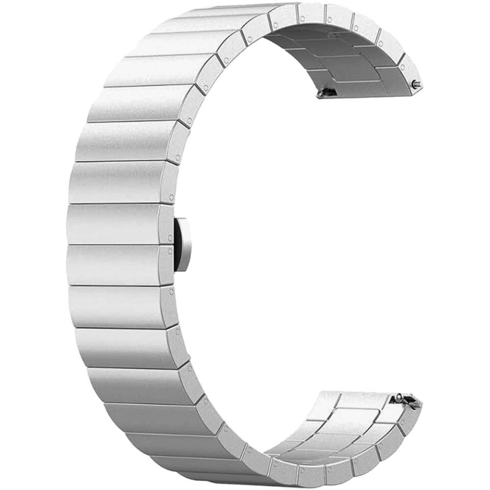 Mi Watch 5 Lite/Active Uyumlu Premium Solid Gövde Güvenli Kilit Paslanmaz Çelik Metal Kordon Gümüş