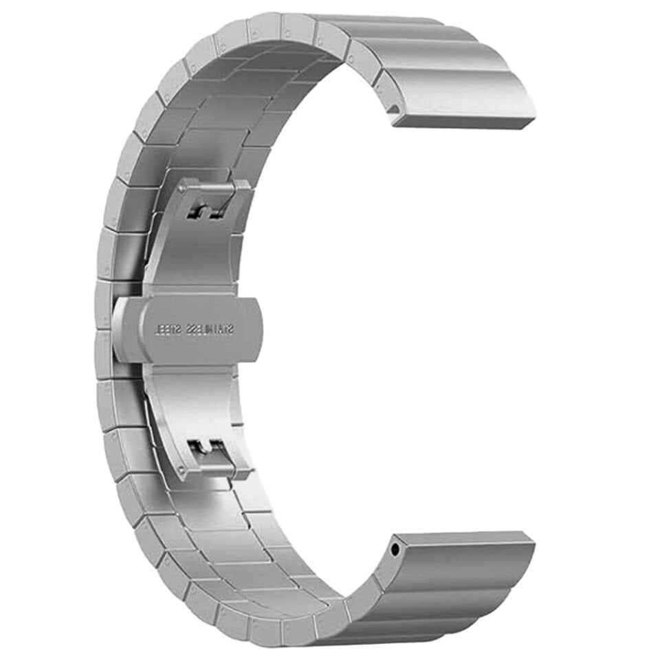 Mi Watch 5 Lite/Active Uyumlu Premium Solid Gövde Güvenli Kilit Paslanmaz Çelik Metal Kordon Gümüş