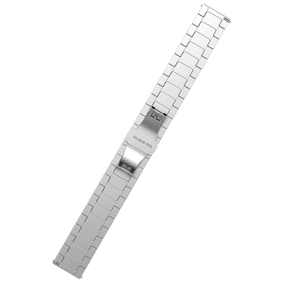 Mi Watch 5 Lite/Active Uyumlu Premium Solid Gövde Güvenli Kilit Paslanmaz Çelik Metal Kordon Gümüş