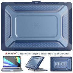 MacBook Air 13.3 İnç Kılıf M1 A2337-A2179-A1932 Zırh Özellikli Dayanıklı Koruyucu Plastik Sert Kılıf Lacivert Set-4