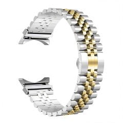 Samsung Galaxy Watch 7 40mm-44mm İle Uyumlu Klipsli Paslanmaz Çelik Metal Kordon Gold