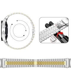 Samsung Galaxy Watch 7 40mm-44mm İle Uyumlu Klipsli Paslanmaz Çelik Metal Kordon Gold