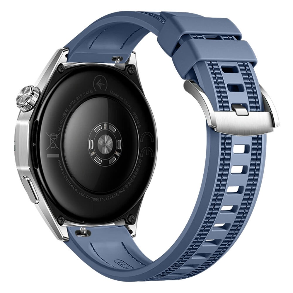 Huawei Watch GT6 Pro 46mm İle Uyumlu SportStripe Örgü Desen Metal Tokalı Silikon Akıllı Saat Kordonu Mürdüm