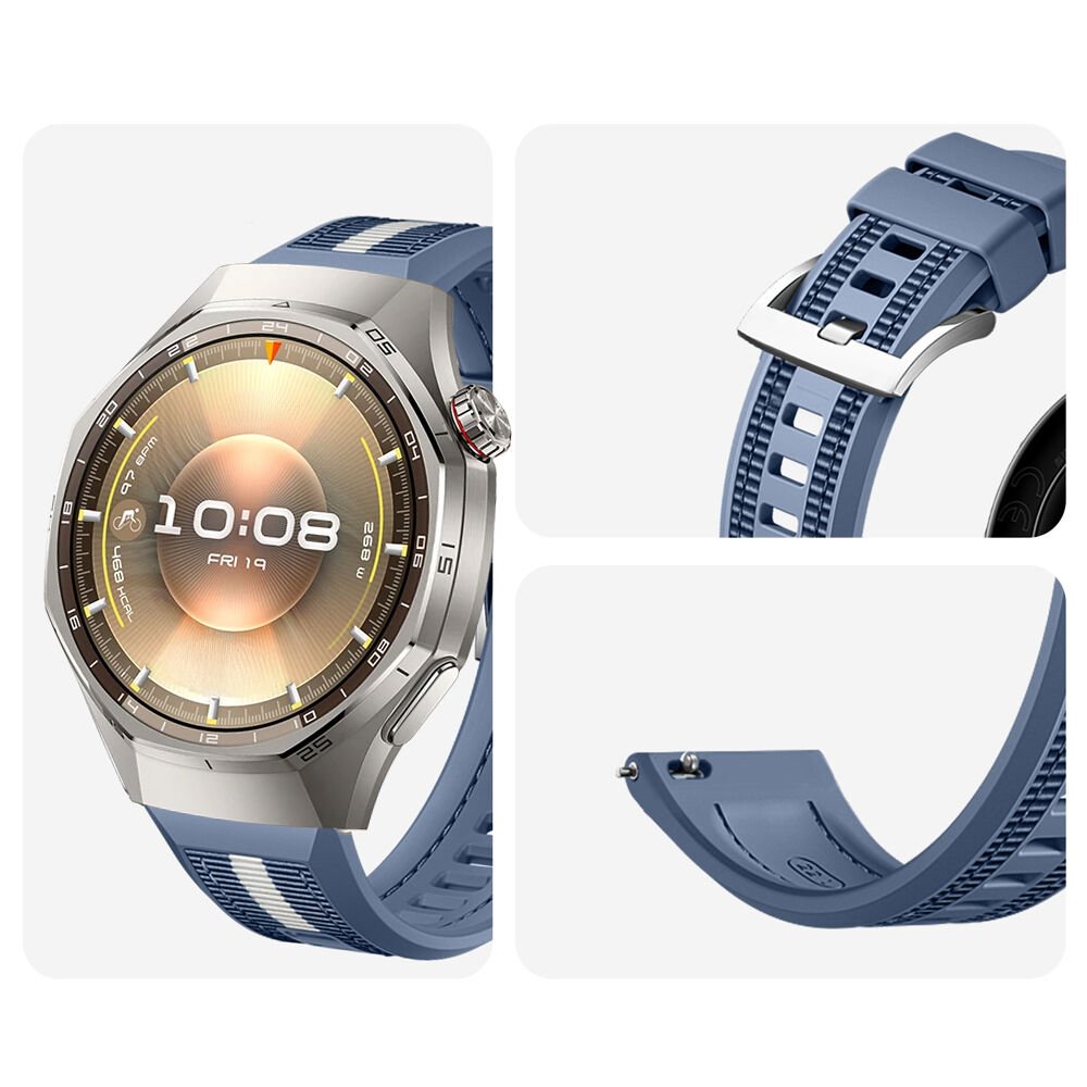 Huawei Watch GT6 Pro 46mm İle Uyumlu SportStripe Örgü Desen Metal Tokalı Silikon Akıllı Saat Kordonu Mürdüm