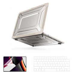 MacBook Air 13.3 İnç Kılıf M1 A2337-A2179-A1932 Zırh Özellikli Dayanıklı Koruyucu Plastik Sert Kılıf Gold-Set2