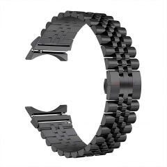 Samsung Galaxy Watch 7 40mm-44mm İle Uyumlu Klipsli Paslanmaz Çelik Metal Kordon Siyah