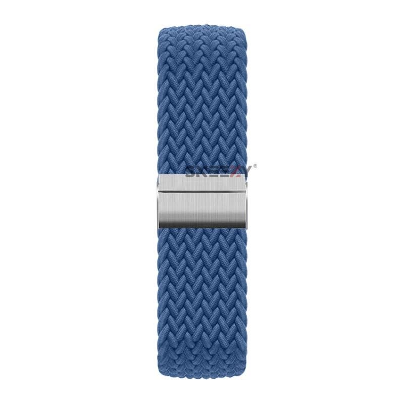 Sneezy Huawei Watch Fit - Fit New  İle Uyumlu Metal Klips Solo Fiberlink Örgü Kordon Mavi - Mavi