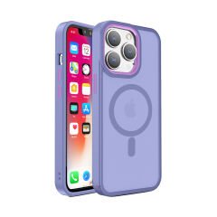 Sneezy İphone 15 Pro İle Uyumlu Magnetic Matte Prism Kapak Lila - Lila