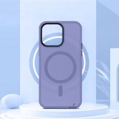 Sneezy İphone 15 Pro İle Uyumlu Magnetic Matte Prism Kapak Lila - Lila