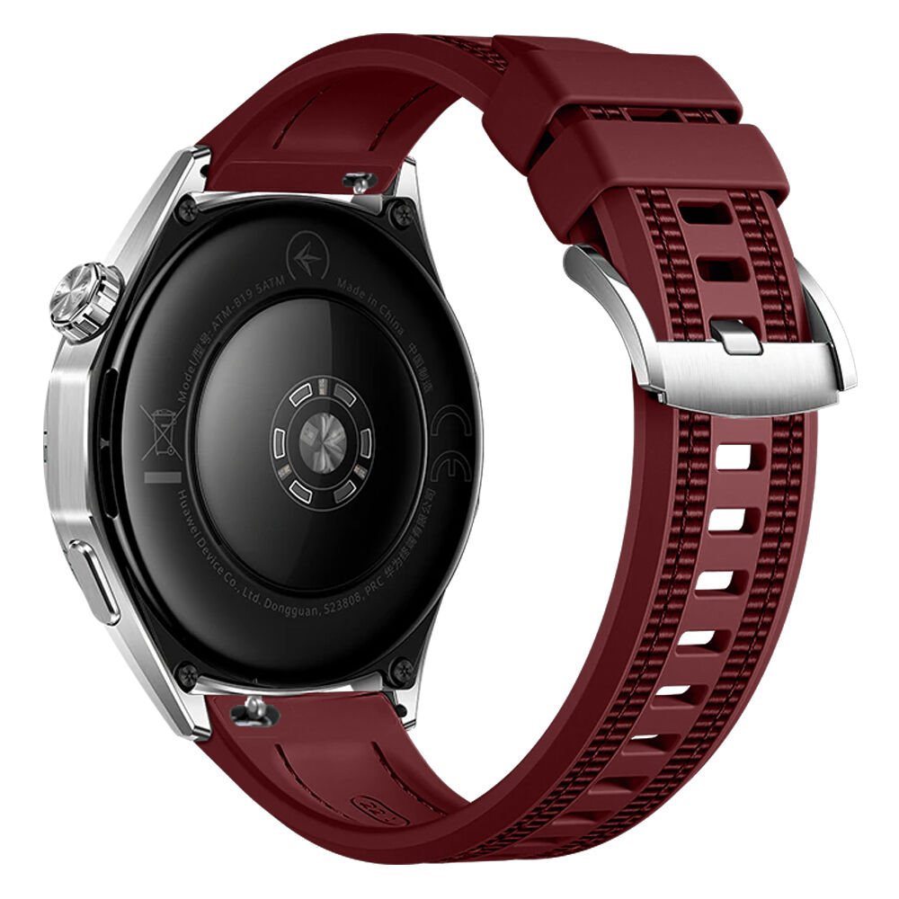 Huawei Watch GT6 Pro 46mm İle Uyumlu SportStripe Örgü Desen Metal Tokalı Silikon Akıllı Saat Kordonu Mürdüm