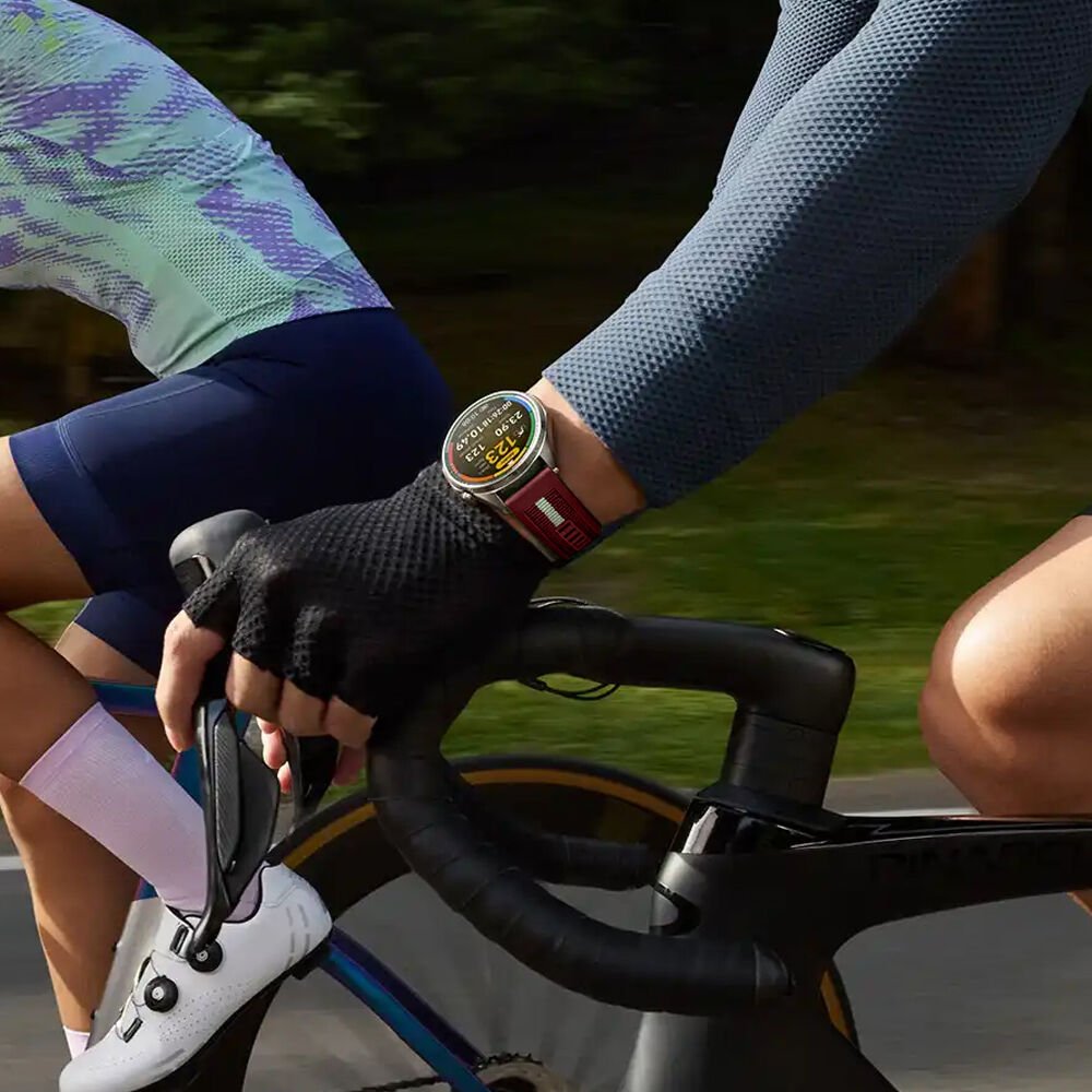 Huawei Watch GT6 Pro 46mm İle Uyumlu SportStripe Örgü Desen Metal Tokalı Silikon Akıllı Saat Kordonu Mürdüm
