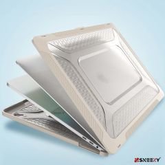 MacBook Air 13.3 İnç Kılıf M1 A2337-A2179-A1932 Zırh Özellikli Dayanıklı Koruyucu Plastik Sert Kılıf Gold-Set4