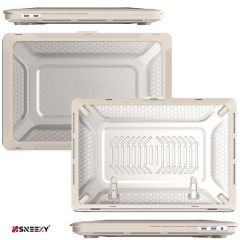 MacBook Air 13.3 İnç Kılıf M1 A2337-A2179-A1932 Zırh Özellikli Dayanıklı Koruyucu Plastik Sert Kılıf Gold-Set4