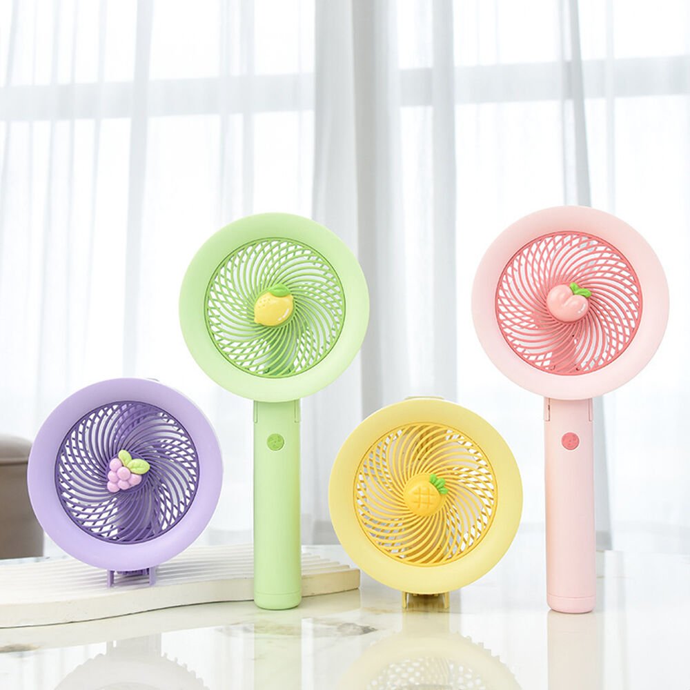 Meyve Figürlü 3 Kademeli Sessiz Mini Taşınabilir Fan Şarjlı Type-C Girişli, Taşınabilir Masaüstü Fan