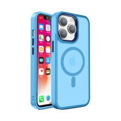 Sneezy İphone 15 Pro İle Uyumlu Magnetic Matte Prism Kapak Turkuaz - Turkuaz