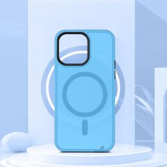 Sneezy İphone 15 Pro İle Uyumlu Magnetic Matte Prism Kapak Turkuaz - Turkuaz