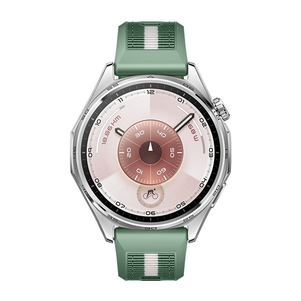 Huawei Watch GT6 46mm İle Uyumlu SportStripe Örgü Desen Metal Tokalı Silikon Akıllı Saat Kordonu