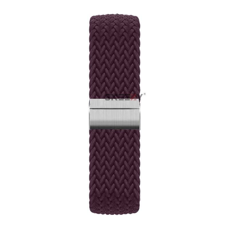 Sneezy Huawei Watch Fit - Fit New  İle Uyumlu Metal Klips Solo Fiberlink Örgü Kordon Mürdüm - Mürdüm