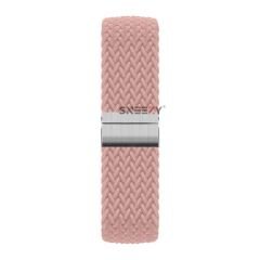 Sneezy Huawei Watch Fit - Fit New  İle Uyumlu Metal Klips Solo Fiberlink Örgü Kordon Pembe - Pembe