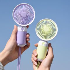 Sevimli Karakter Desenli Sessiz USB Şarjlı Mini Fan Kalemtraşlı, Taşınabilir Masaüstü Fan Pembe