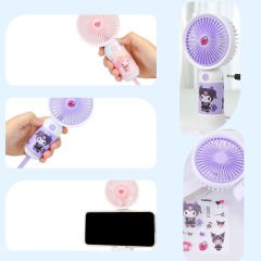 Sevimli Karakter Desenli Sessiz USB Şarjlı Mini Fan Kalemtraşlı, Taşınabilir Masaüstü Fan Mavi