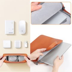 MacBook Air 13.3 İnç Kılıf M1 / A2337-A2179-A1932, için Deri Şık ve Dayanıklı Koruma Çantası Gri