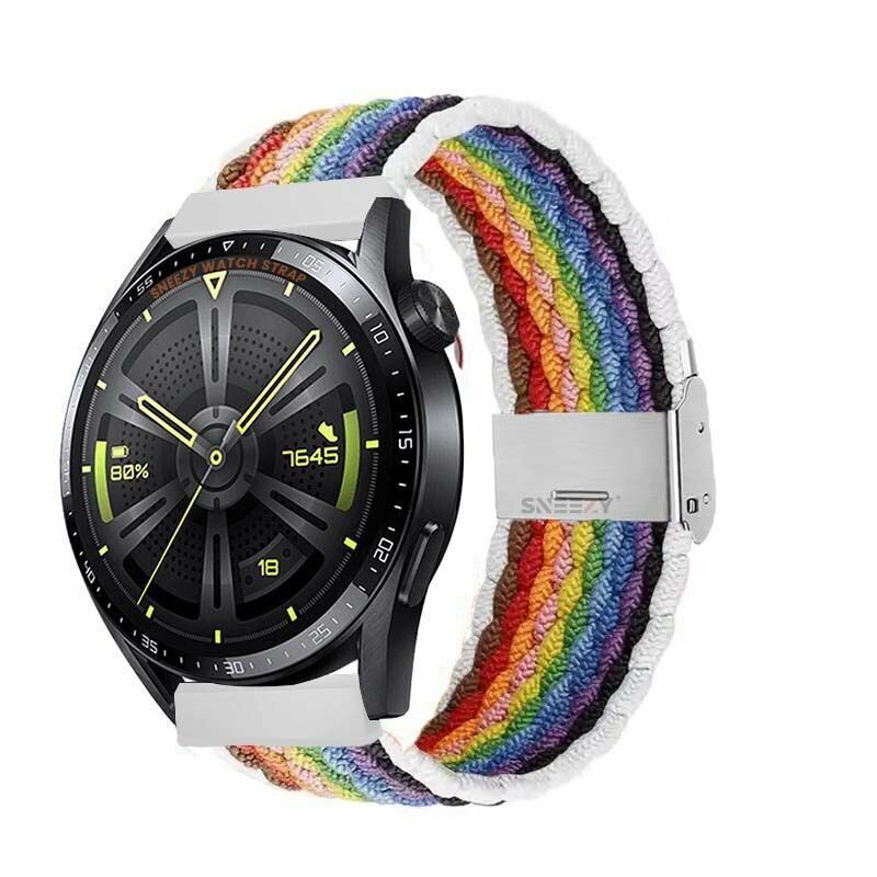 Sneezy Huawei Watch GT5 46mm İle Uyumlu 22mm Metal Klips Solo Fiberlink Örgü Kordon