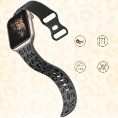 Apple Watch Ultra 1 ve 2 Uyumlu 49mm Leopar Desenli Yumuşak Silikon Kordon Füme