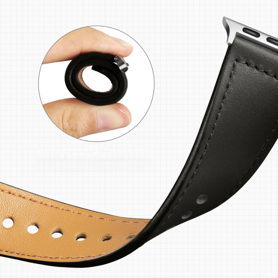 iWatch Ultra 1 2 3 49mm İle Uyumlu Premium Classic Deri Görünümlü Kordon Siyah