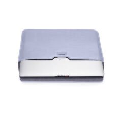 Sneezy Macbook Air 13 İnç 2017 A1466 Uyumlu PortaPivo Standlı Deri Taşıma Çantası Lila - Lila