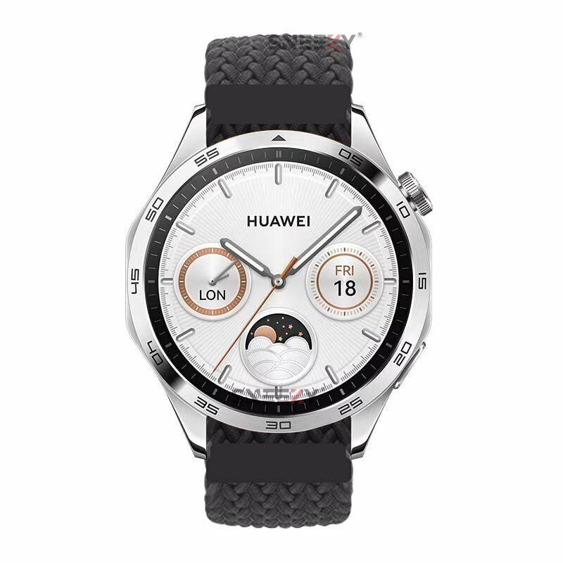 Sneezy Huawei Watch GT5 46mm İle Uyumlu 22mm Metal Klips Solo Fiberlink Örgü Kordon Füme