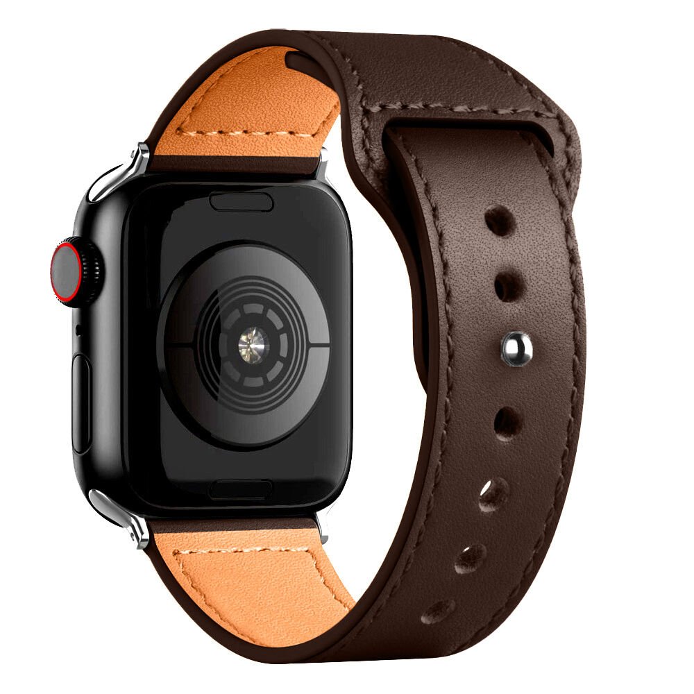 iWatch Ultra 1 2 3 49mm İle Uyumlu Premium Classic Deri Görünümlü Kordon Koyu Kahverengi
