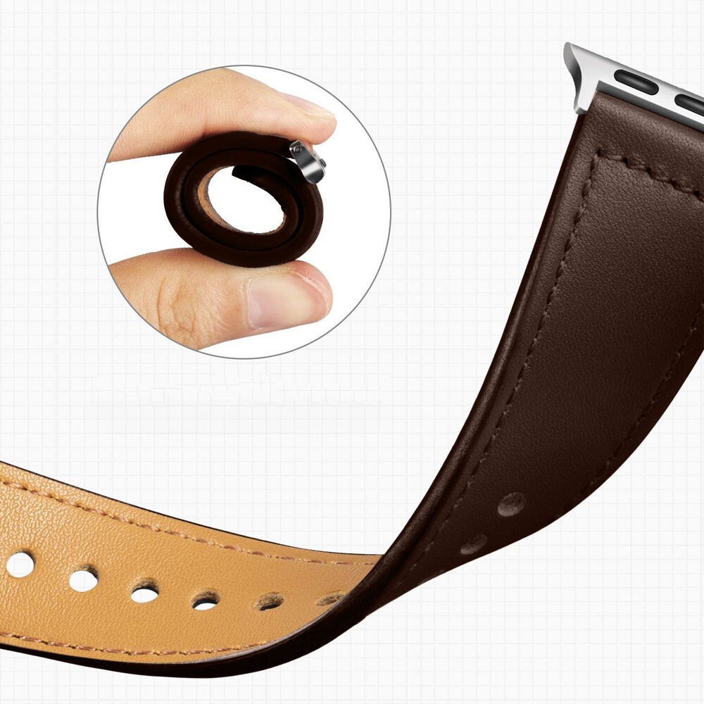 iWatch Ultra 1 2 3 49mm İle Uyumlu Premium Classic Deri Görünümlü Kordon Koyu Kahverengi