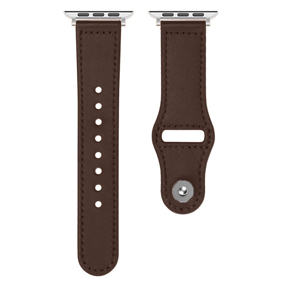 iWatch Ultra 1 2 3 49mm İle Uyumlu Premium Classic Deri Görünümlü Kordon Koyu Kahverengi
