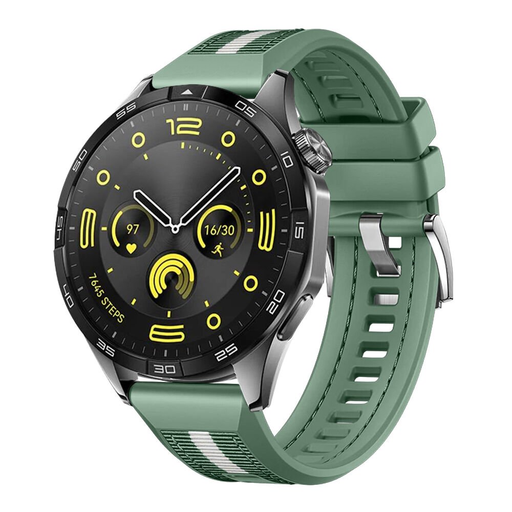 Huawei Watch GT4 46mm İle Uyumlu SportStripe Örgü Desen Metal Tokalı Silikon Akıllı Saat Kordonu